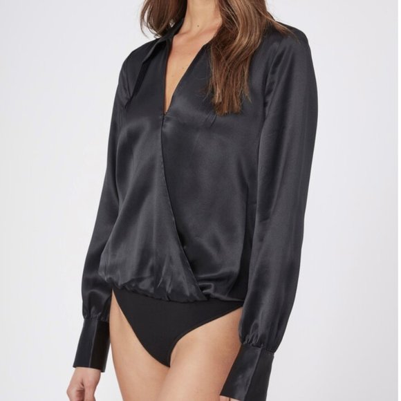 Paige the Nines Collection // Parisa Bodysuit- Black Silk - Small - Picture 4 of 7